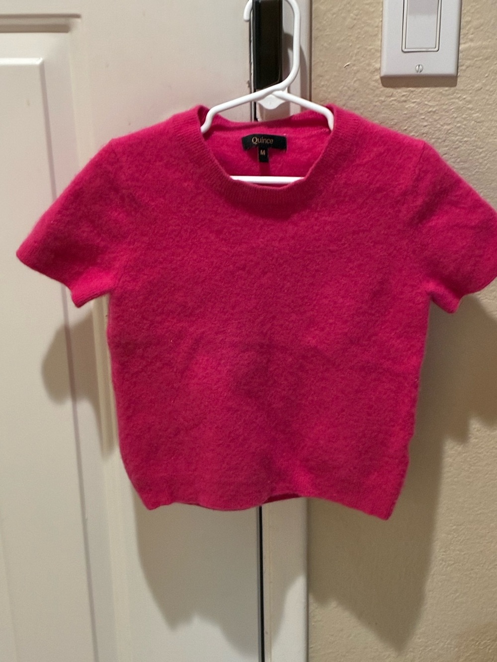 Quince Hot Pink Short Sleeve cashmere Sweater